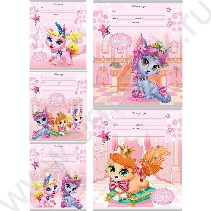 Тетрадь  12л линейка "Королевские кошечки" 5видов | Фото 1