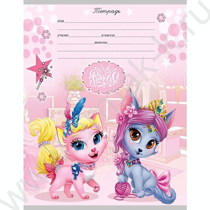 Тетрадь  12л линейка "Королевские кошечки" 5видов | Фото 6