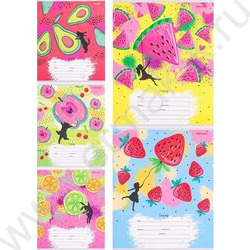 Тетрадь  12л линейка косая "Фруктовые зарисовки" 5видов | Фото 1