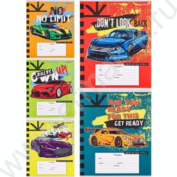 Тетрадь  12л линейка косая "Яркие спорткары" 5видов | Фото 1
