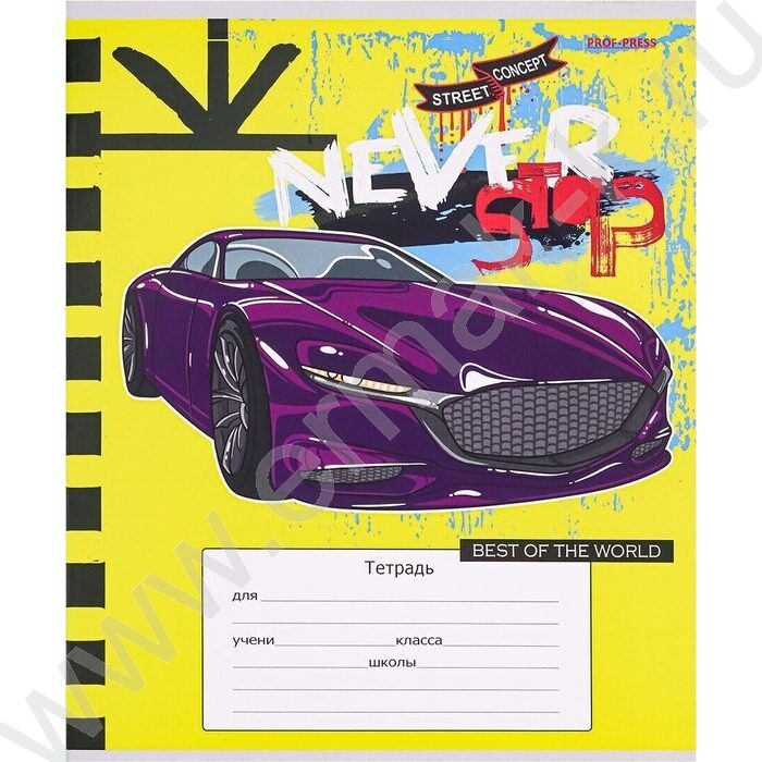 Тетрадь  12л линейка косая "Яркие спорткары" 5видов | Фото 5