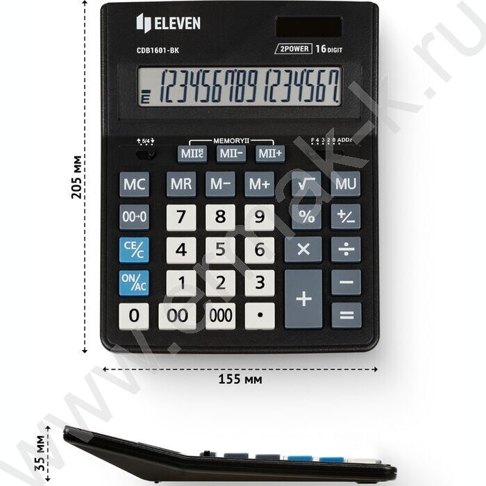 Калькулятор ELEVEN Business Line CDB1601-BK  /двойное питание/ 16 разряд | Фото 4