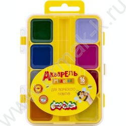 Акварель 16цв  Каляка-Маляка /квадр. кювет, б/кисточки, п/у европодвес | Фото 1