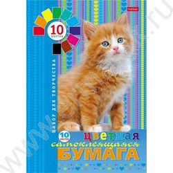 Бумага цв. самокл А4 10л/10цв "Пушистый котенок" | Фото 1
