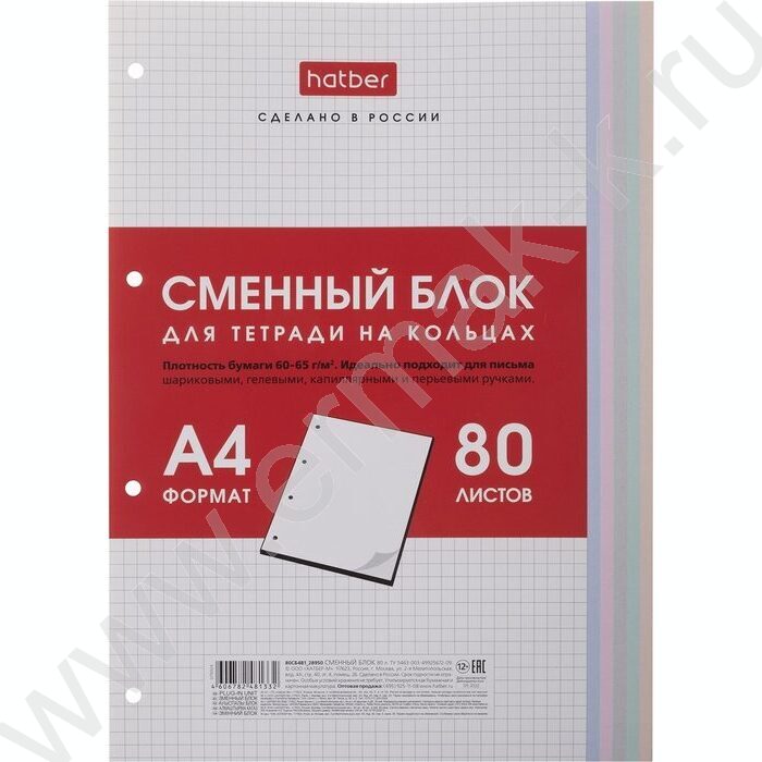 Сменный блок А4  80л универсальная перфорация/многоцветный срез | Фото 1