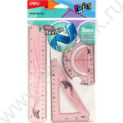 Геометрический набор 3предм пластик /лин.20см., треуг., транспортир /ассорти | Фото 2