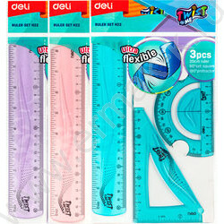 Геометрический набор 3предм пластик /лин.20см., треуг., транспортир /ассорти | Фото 3