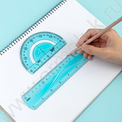 Геометрический набор 3предм пластик /лин.20см., треуг., транспортир /ассорти | Фото 6