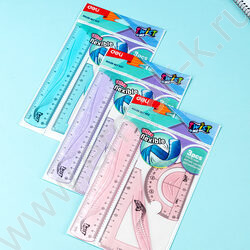 Геометрический набор 3предм пластик /лин.20см., треуг., транспортир /ассорти | Фото 9