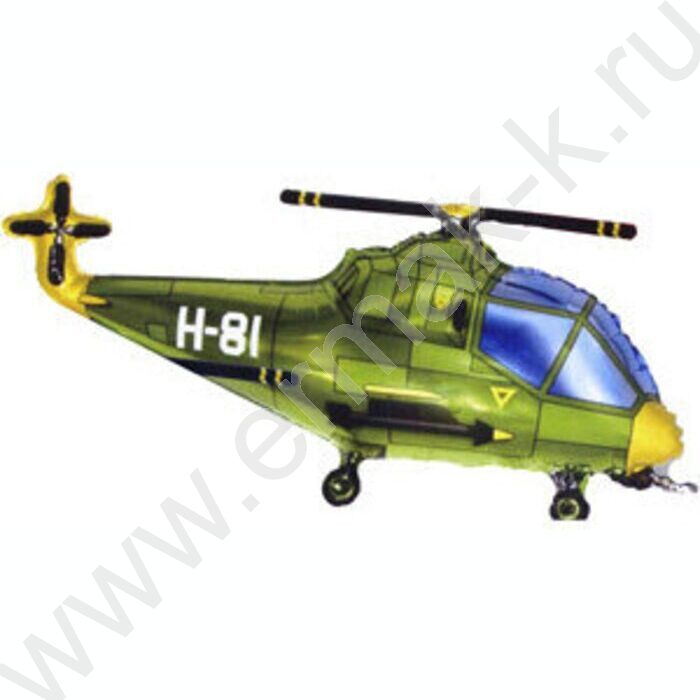 Шар воздушный  3" Фигура Вертолет зеленый 36 см | Фото 1