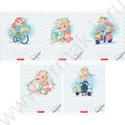 Тетрадь  12л линейка "Девочки весной" /ВД лак/ ассорти | Фото 1