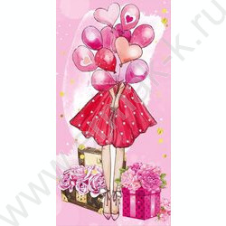 Конверт д/денег 170*82мм "Девушка с шариками" | Фото 1