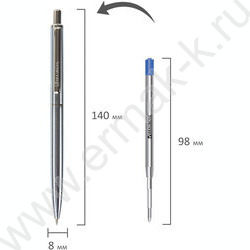 Ручка шар синяя, 0,5мм "Larghetto" /корпус серебристый с хромированными деталями | Фото 8