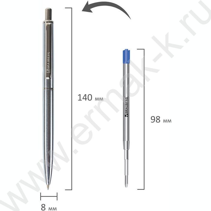 Ручка шар синяя, 0,5мм "Larghetto" /корпус серебристый с хромированными деталями | Фото 8