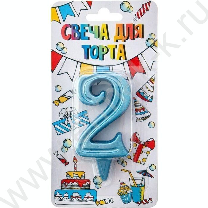 Свеча -цифра "2" тортовые Грация бирюза | Фото 1