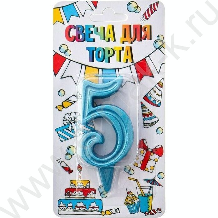 Свеча -цифра "5" тортовые Грация бирюза | Фото 1