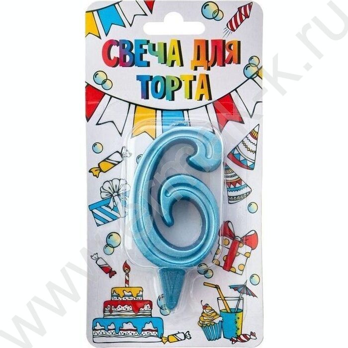 Свеча -цифра "6" тортовые Грация бирюза | Фото 1