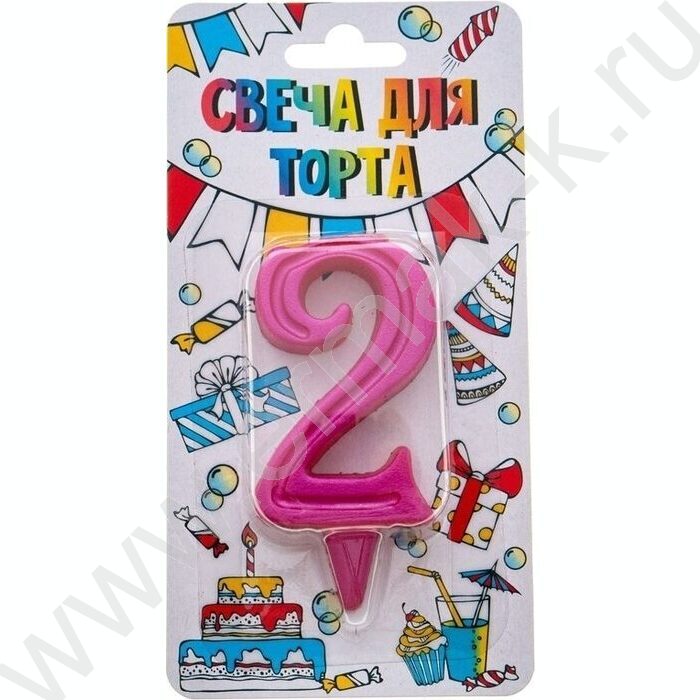 Свеча -цифра "2" тортовые Грация розовая | Фото 1