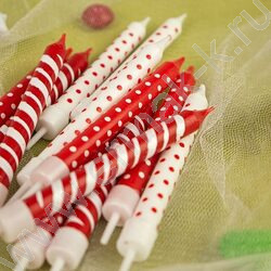 Свечи д/торта "Красное ассорти" 8 см с держателями 12шт/уп | Фото 2