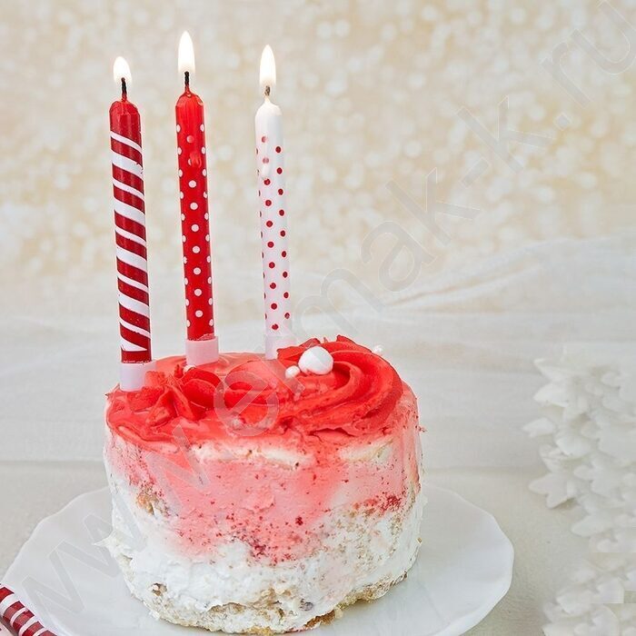 Свечи д/торта "Красное ассорти" 8 см с держателями 12шт/уп | Фото 4