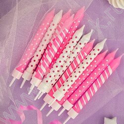 Свечи д/торта "Розовое ассорти" 8 см с держателями 12шт/уп | Фото 4