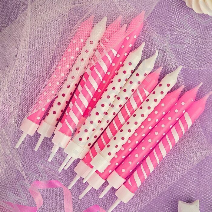 Свечи д/торта "Розовое ассорти" 8 см с держателями 12шт/уп | Фото 4