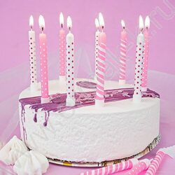 Свечи д/торта "Розовое ассорти" 8 см с держателями 12шт/уп | Фото 6