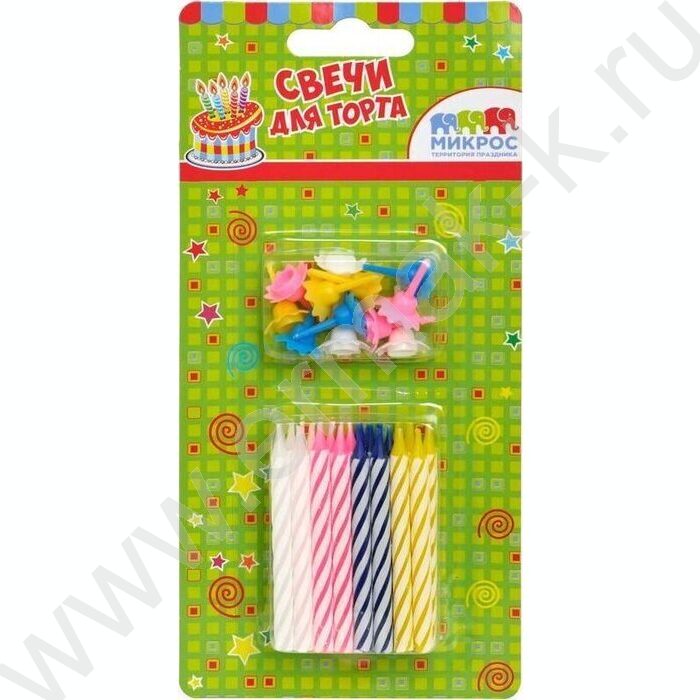 Свечи д/торта с держателями 6см 24шт/уп | Фото 2