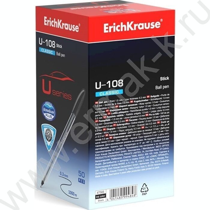 Ручка шар U-108 Stick Classic 1,0мм, черная /форма корпуса - треугольная | Фото 4