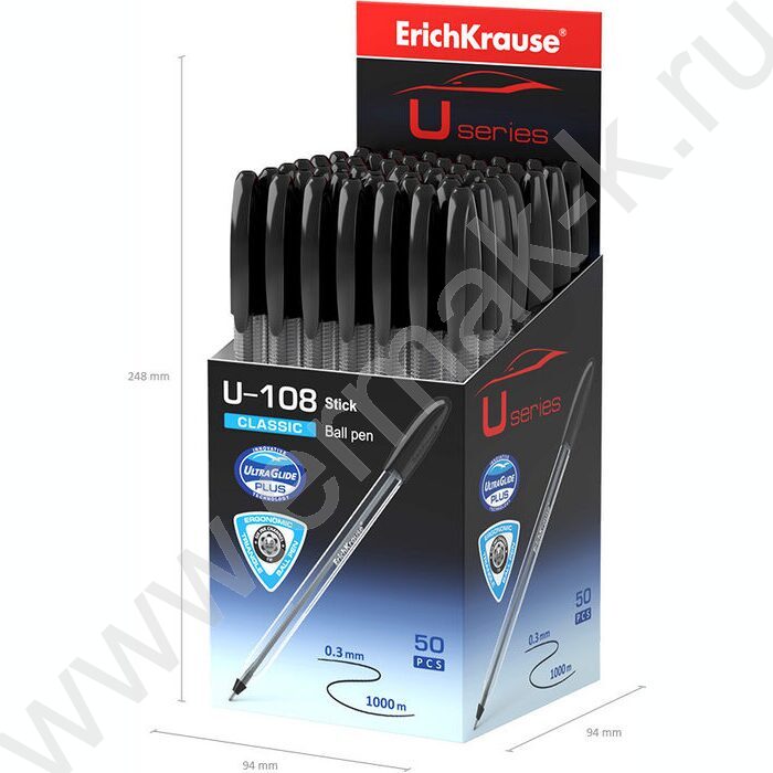 Ручка шар U-108 Stick Classic 1,0мм, черная /форма корпуса - треугольная | Фото 5