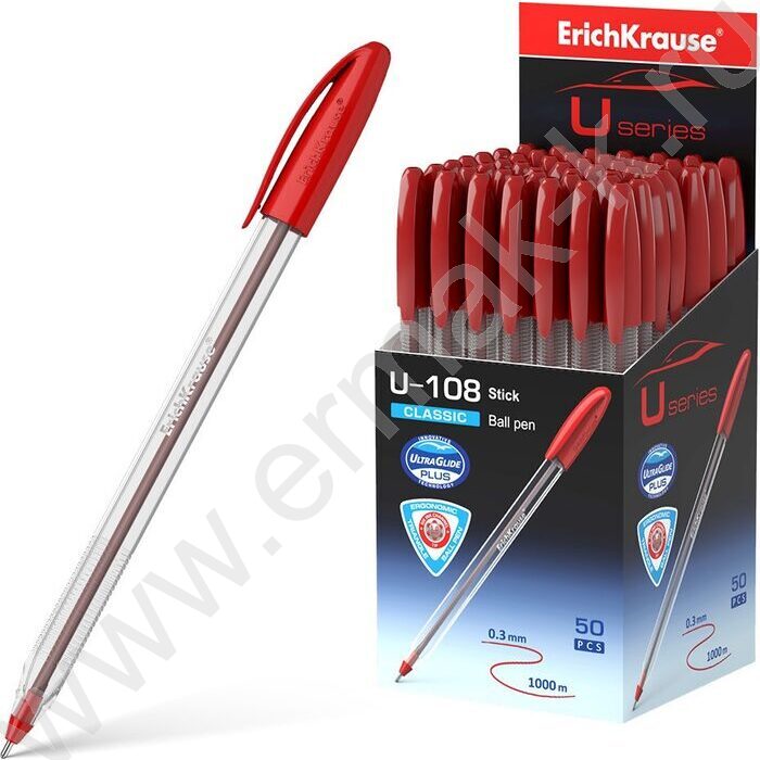 Ручка шар U-108 Stick Classic 1,0мм, красная /форма корпуса - треугольная | Фото 2