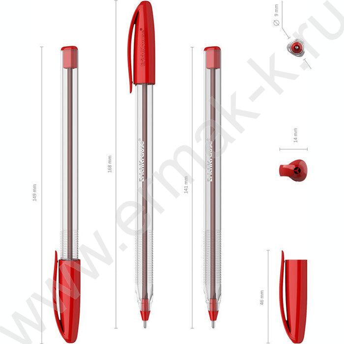 Ручка шар U-108 Stick Classic 1,0мм, красная /форма корпуса - треугольная | Фото 3
