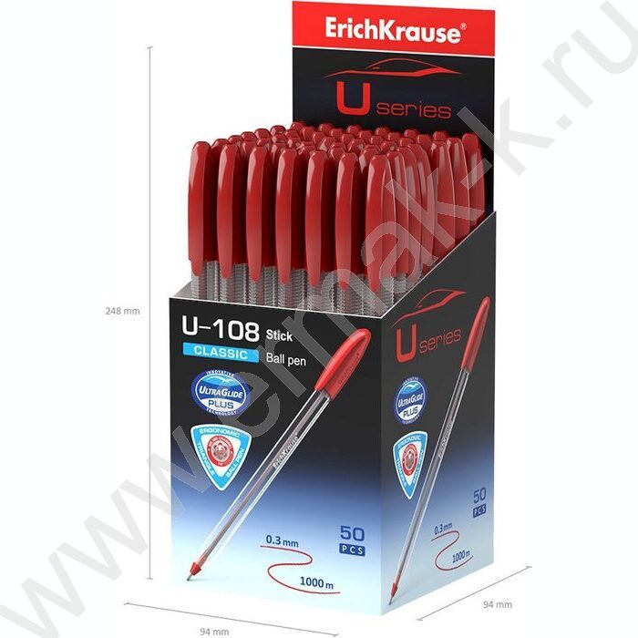 Ручка шар U-108 Stick Classic 1,0мм, красная /форма корпуса - треугольная | Фото 5