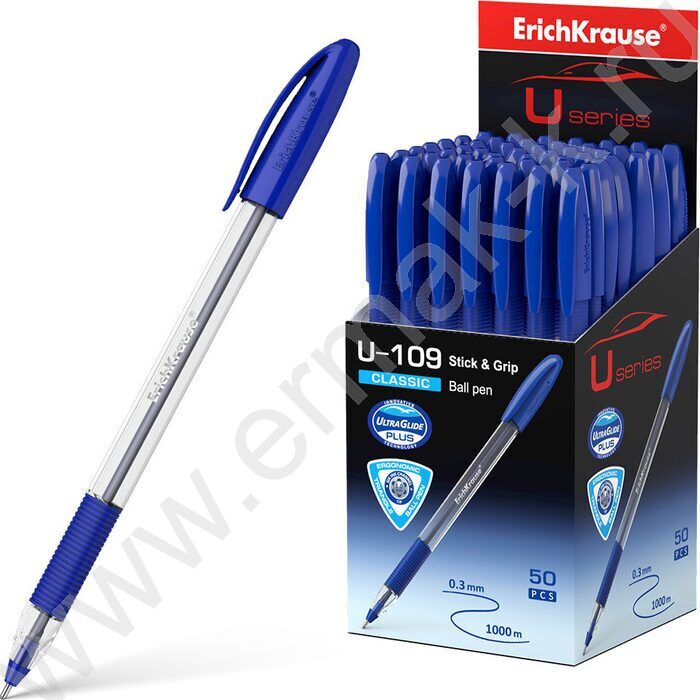 Ручка шар Ultra Glide Technolody U-109 Classic Stick&Grip 1,0мм синяя /резиновый грип | Фото 2