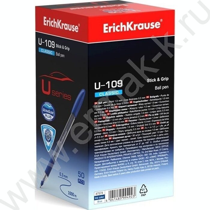 Ручка шар Ultra Glide Technolody U-109 Classic Stick&Grip 1,0мм синяя /резиновый грип | Фото 4