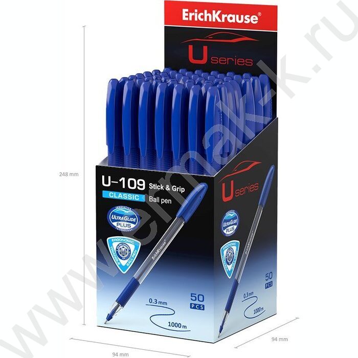 Ручка шар Ultra Glide Technolody U-109 Classic Stick&Grip 1,0мм синяя /резиновый грип | Фото 5