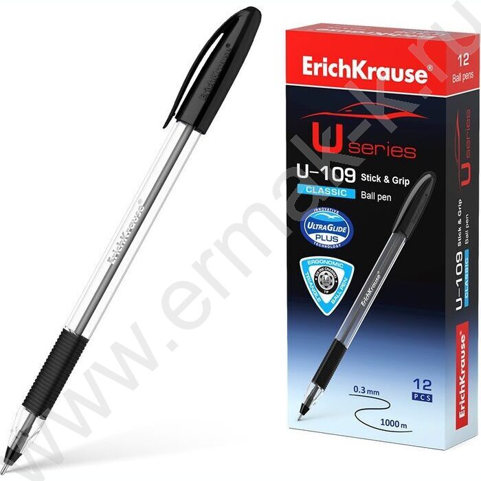 Ручка шар Ultra Glide Technolody U-109 Classic Stick&Grip 1,0мм черная /резиновый грип | Фото 2