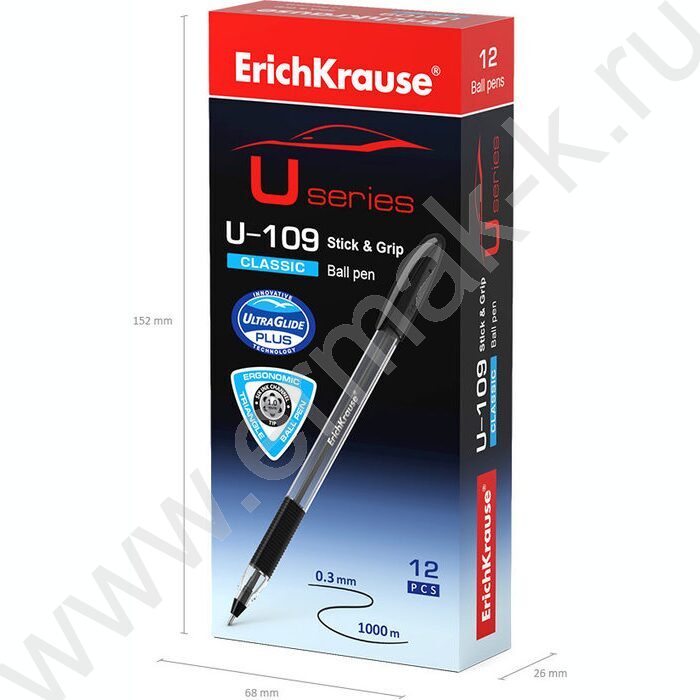 Ручка шар Ultra Glide Technolody U-109 Classic Stick&Grip 1,0мм черная /резиновый грип | Фото 5