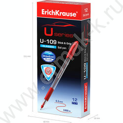 Ручка шар Ultra Glide Technolody U-109 Classic Stick&Grip 1,0мм красная /резиновый грип | Фото 5
