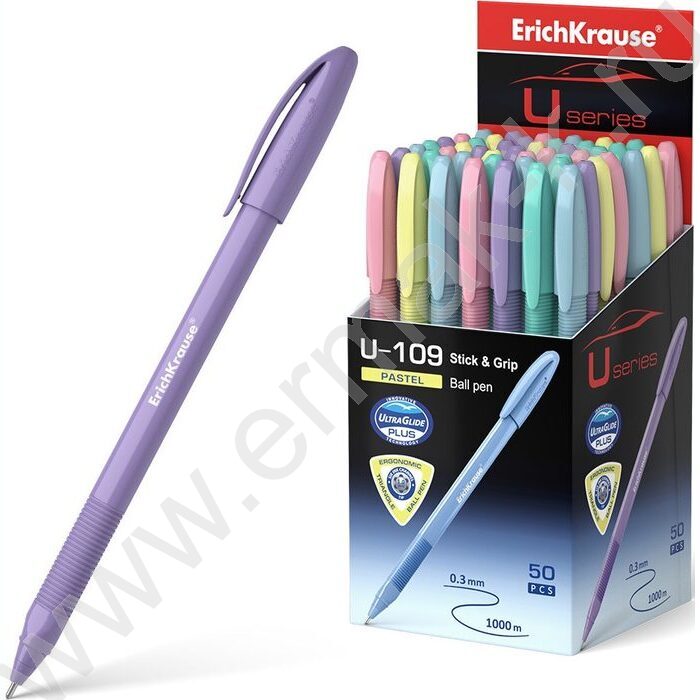 Ручка шар U-109 Stick&Grip Pastel 0,7мм, синяя /форма корпуса - треугольна | Фото 3