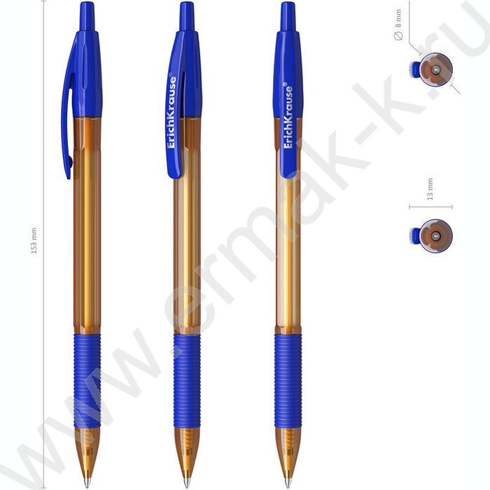 Ручка шар авт R-301 Amber Matic&Grip 0.7мм синяя /корпус янтарный /резиновый держатель | Фото 3