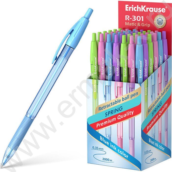 Ручка шар авт R-301 Spring Matic&Grip 0.7мм синяя /корпус ассорти /резиновый держатель | Фото 3