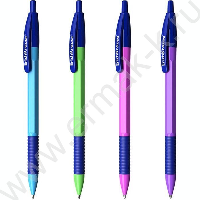 Ручка шар авт R-301 Neon Matic&Grip 0.7мм синяя /корпус ассорти /резиновый держатель | Фото 2