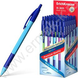 Ручка шар авт R-301 Neon Matic&Grip 0.7мм синяя /корпус ассорти /резиновый держатель | Фото 3