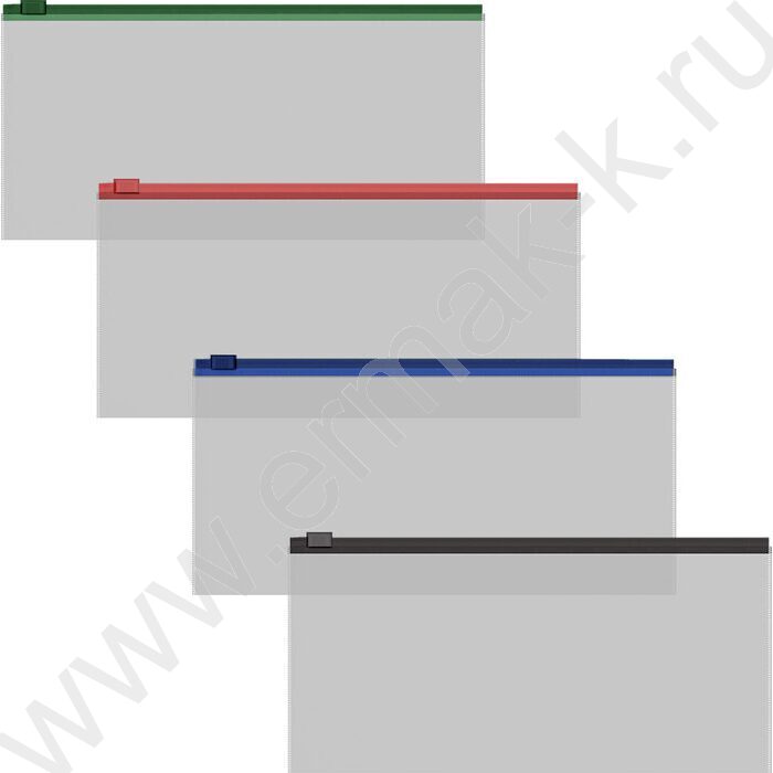 Папка-конверт на молнии Travel Zip "Fizzy Clear" с цветной молнией /прозрачная, ассорти | Фото 1