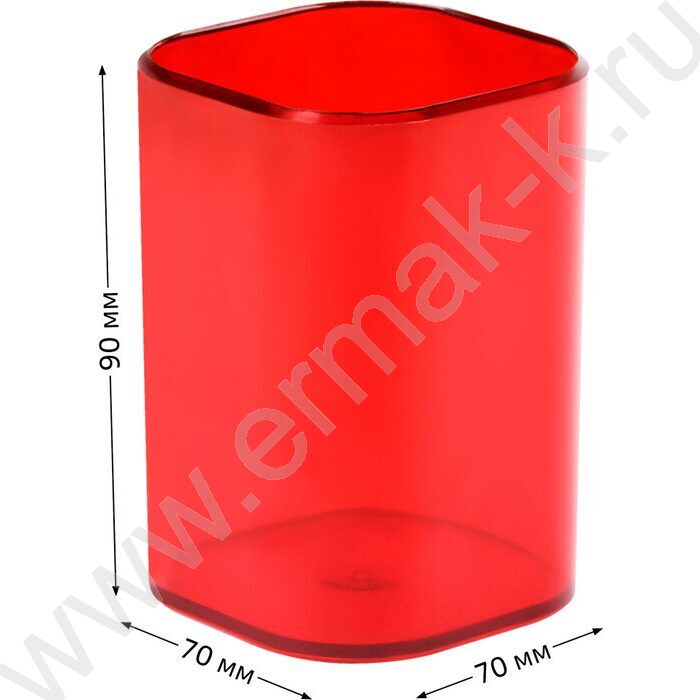 Стакан офисный квадратный "Фаворит" /тонированный красный | Фото 3