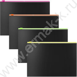 Папка-конверт на молнии B5 Zip "Matt Accent" /черный /цвет молнии - ассорти | Фото 1