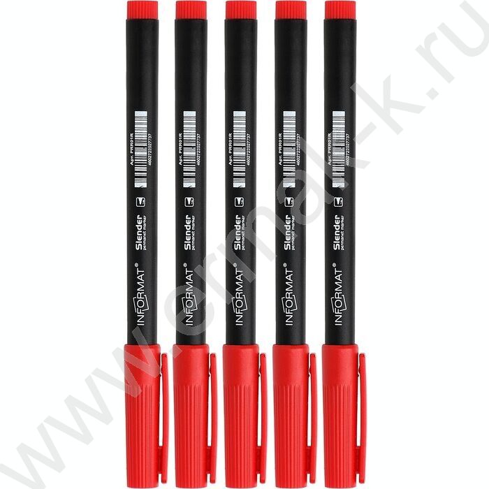 Маркер перм. /красный/ 1мм круг Slender   | Фото 5