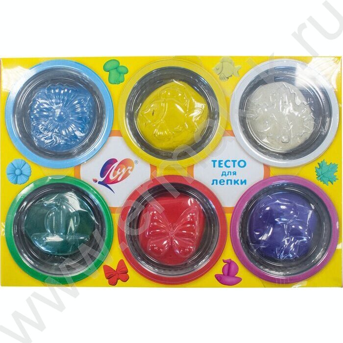 Тесто д/лепки   6цв по 80гр Кроха /+ 6 крышки-формочки | Фото 1