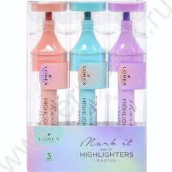 Текстовыделитель /набор  3цв - пастель/ 1-5мм косой "Mark it PASTEL" | Фото 1